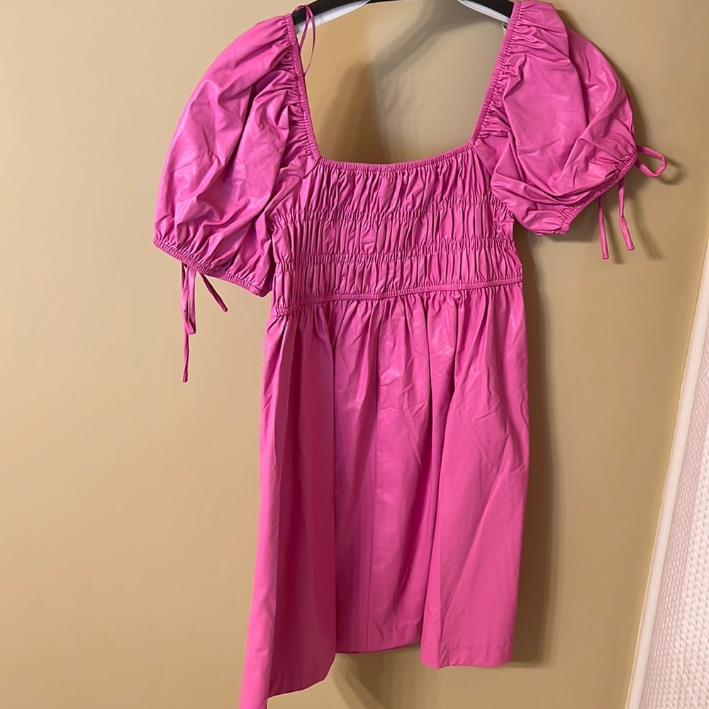 Pink fake leather dress